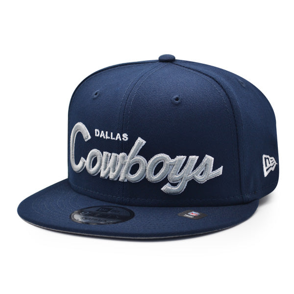 Dallas Cowboys New Era NFL CLASSIC SCRIPT Snapback Hat – Navy/Gray