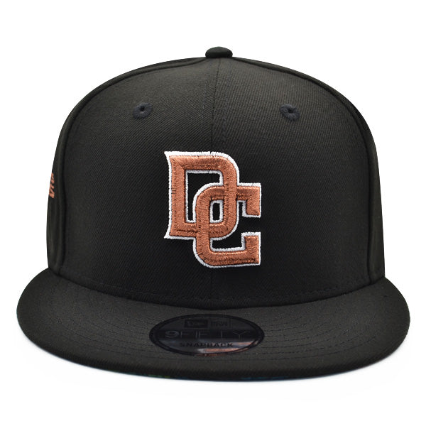 Washington Nationals DC Logo 2019 World Series Champions Exclusive New Era 9Fifty Snapback Adjustable Hat - Black/Copper/Tropic Floral Bottom