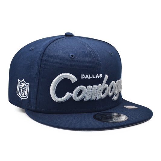Dallas Cowboys New Era NFL CLASSIC SCRIPT Snapback Hat – Navy/Gray