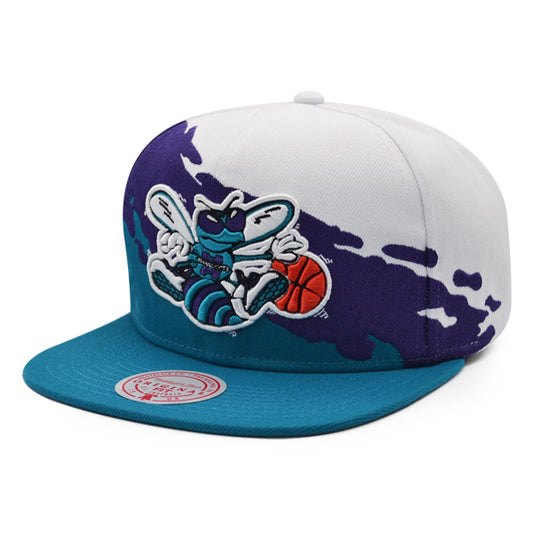Charlotte Hornets NBA Mitchell & Ness PAINTBRUSH Snapback Hat - Teal/Purple