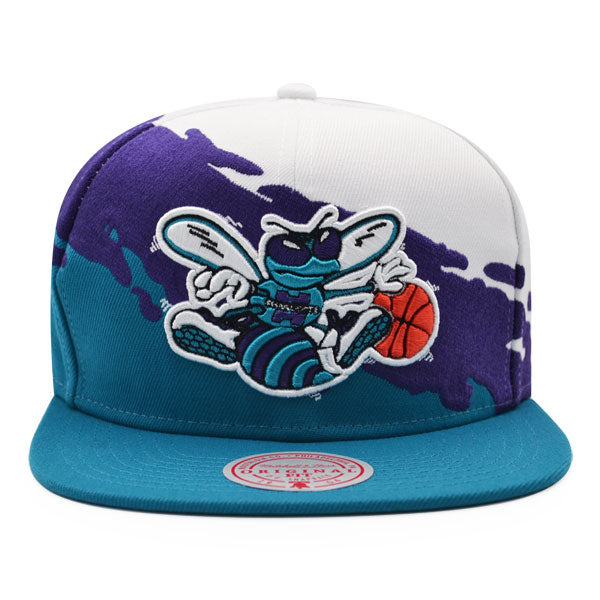 Charlotte Hornets NBA Mitchell & Ness PAINTBRUSH Snapback Hat - Teal/Purple