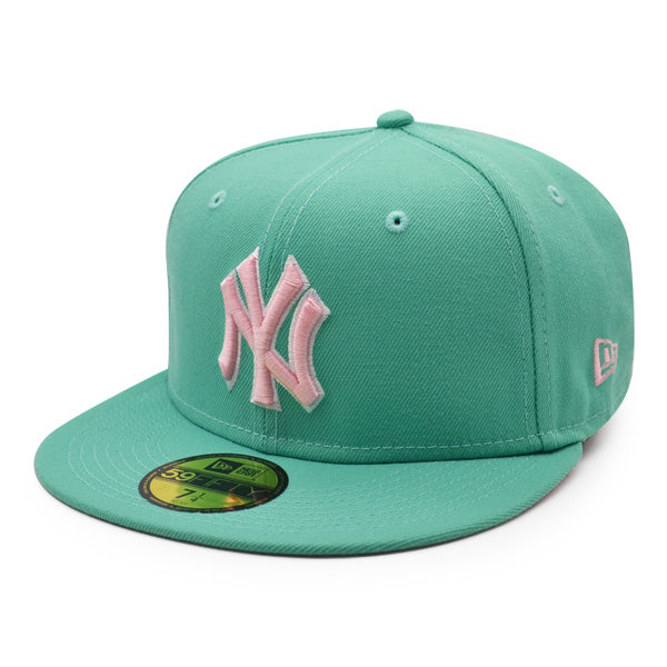 New York Yankees 1999 WORLD SERIES Exclusive New Era 59Fifty Fitted Hat - Teal/Pink Bottom