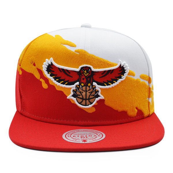 Atlanta Hawks NBA Mitchell & Ness PAINTBRUSH Snapback Hat - Red/Yellow