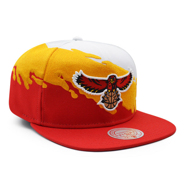 Atlanta Hawks NBA Mitchell & Ness PAINTBRUSH Snapback Hat - Red/Yellow