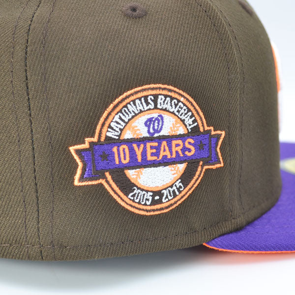 Washington Nationals 10 YEAR ANNIVERSARY Exclusive New Era 59Fifty Fitted Hat - Walnut/Purple
