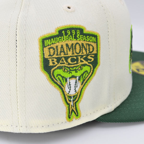 Arizona Diamondbacks 1989 INAUGURAL SEASON Exclusive New Era 59Fifty Fitted Hat - Chrome/Green/Gold Metallic
