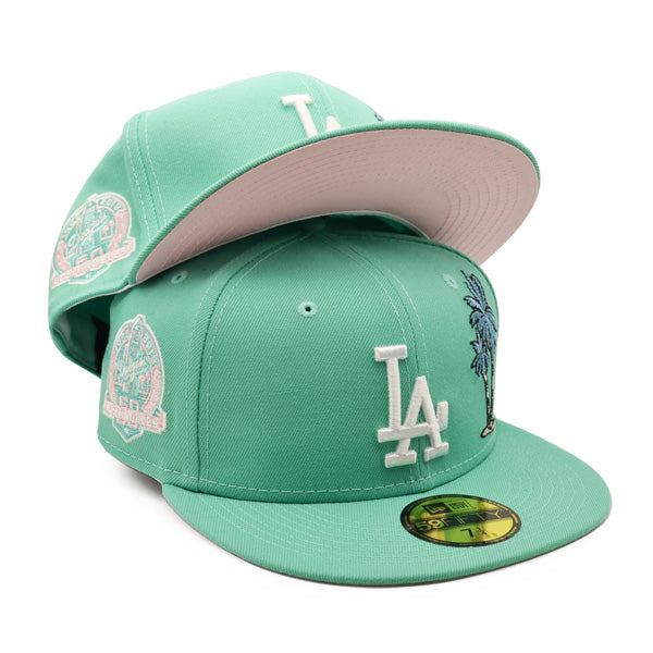 Los Angeles Dodgers 60th ANNIVERSARY Exclusive New Era 59Fifty Fitted Hat - Mint/Pink Bottom