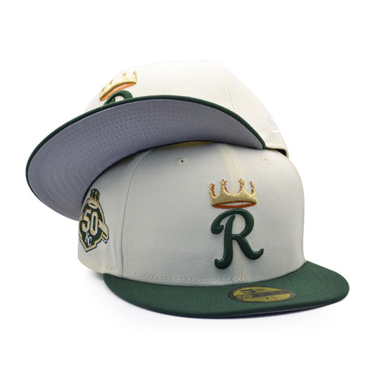 Kansas City Royal 50th ANNIVERSARY Exclusive New Era 59Fifty Fitted Hat - Chrome/Pine/Gold Metallic