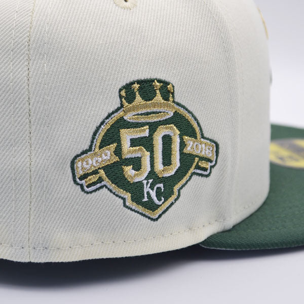 Kansas City Royal 50th ANNIVERSARY Exclusive New Era 59Fifty Fitted Hat - Chrome/Pine/Gold Metallic