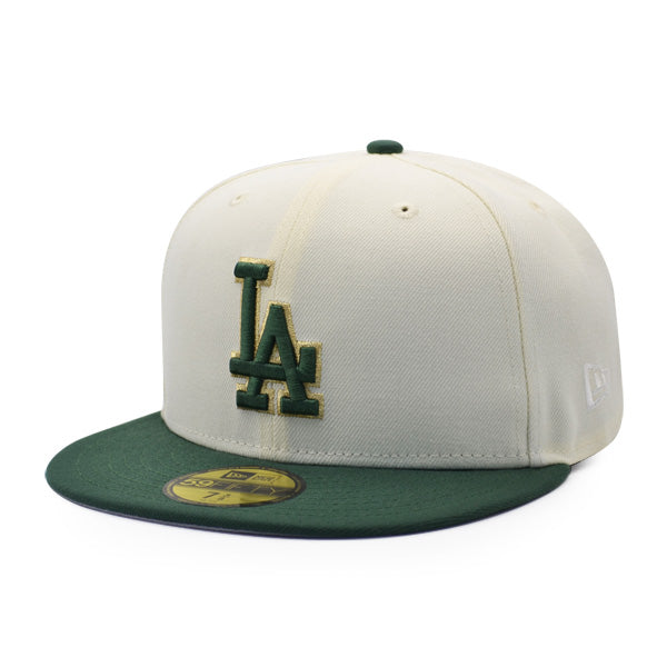 Los Angeles Dodgers 50th ANNIVERSARY Exclusive New Era 59Fifty Fitted Hat - Chrome/Pine/Gold Metallic