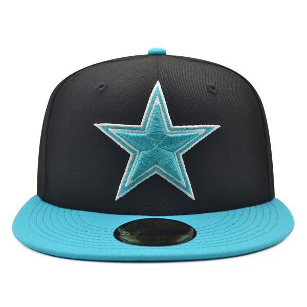 Dallas Cowboys AQUA BLUE HOOK Exclusive New Era 59Fifty Fitted NFL Hat - Black/Aqua