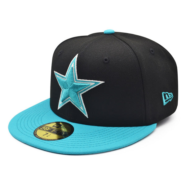 Dallas Cowboys AQUA BLUE HOOK Exclusive New Era 59Fifty Fitted NFL Hat - Black/Aqua