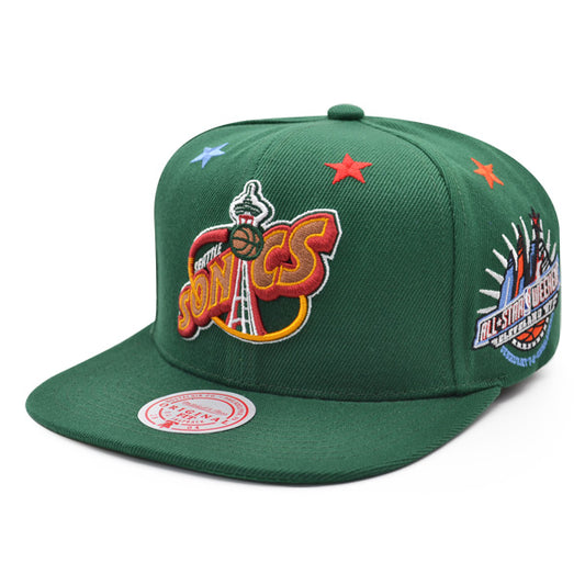 Seattle Supersonics NBA 1997 TOP-STAR Mitchell & Ness Snapback Hat - Pine/Copper