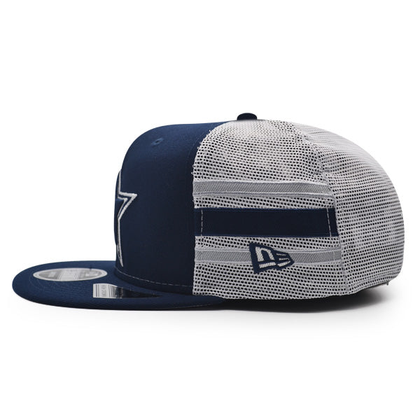 Dallas Cowboys New Era STRIPE TRUCKER 9Fifty Snapback NFL Hat - Navy/White