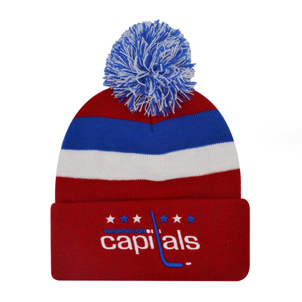 Washington Capitals Mitchell & Ness NHL Stripe Pop Cuffed Knit Hat - Red/Royal