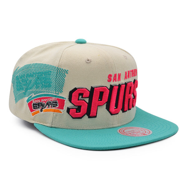 San Antonio Spurs Mitchell & Ness 1996 NBA DRAFT DAY Snapback Hat - Teal/Pink