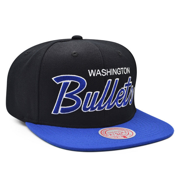 Washington Bullets Mitchell & Ness TEAM SCRIPT 2Tone Snapback Hat - Black/Royal