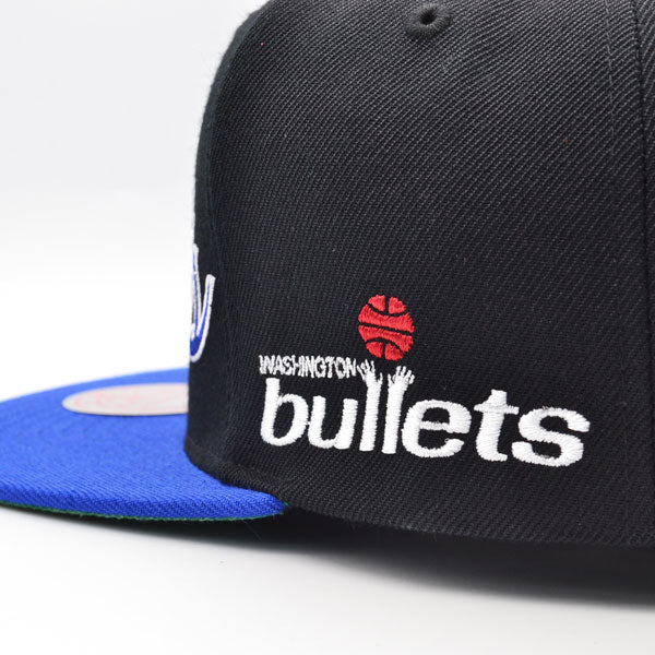 Washington Bullets Mitchell & Ness TEAM SCRIPT 2Tone Snapback Hat - Black/Royal