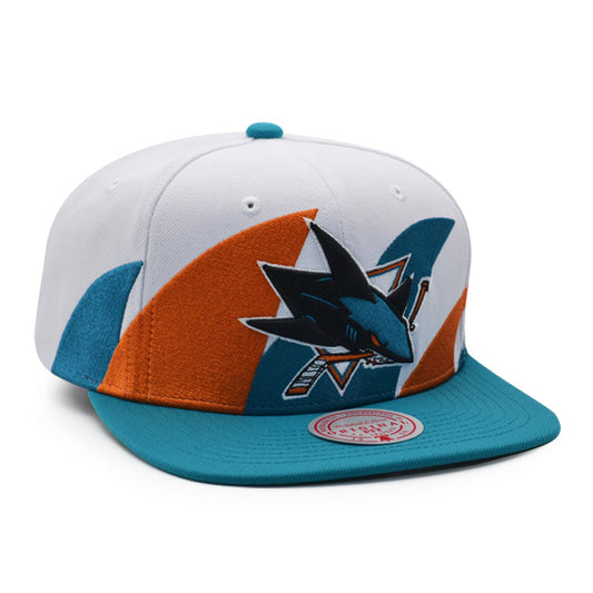 San Jose Sharks NHL Mitchell & Ness SHARKTOOTH Snapback Hat - Teal/Orange