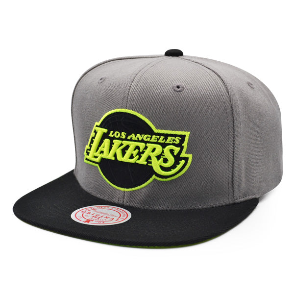 Los Angeles Lakers NBA Mitchell & Ness NEON LIGHTS Snapback Hat - Gray/Black/Cyber