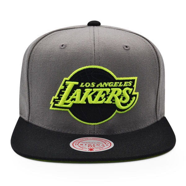 Los Angeles Lakers NBA Mitchell & Ness NEON LIGHTS Snapback Hat - Gray/Black/Cyber