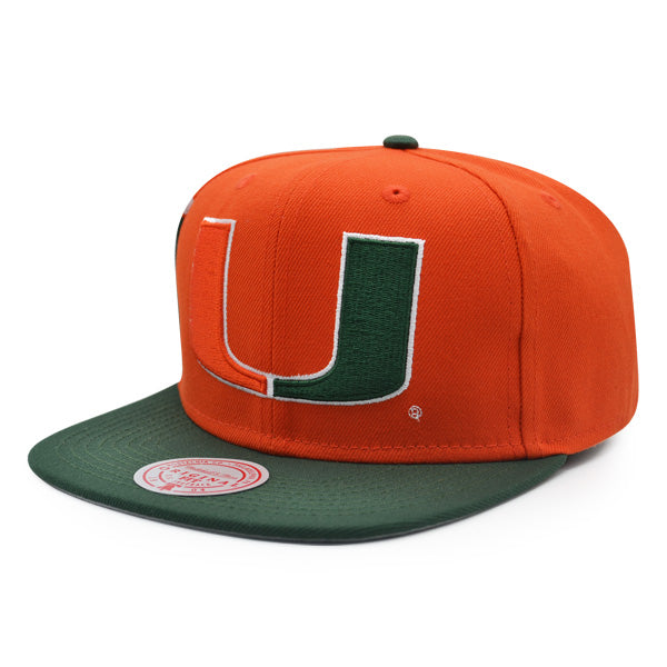 Miami Hurricanes NCAA Mitchell & Ness JUMBOTRON Snapback Hat - Orange/Green