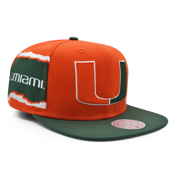 Miami Hurricanes NCAA Mitchell & Ness JUMBOTRON Snapback Hat - Orange/Green
