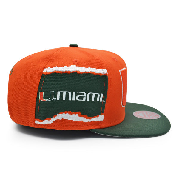 Miami Hurricanes NCAA Mitchell & Ness JUMBOTRON Snapback Hat - Orange/Green