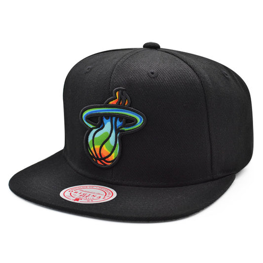 Miami Heat Mitchell & Ness THERMAL MAP Snapback NBA Hat - Black