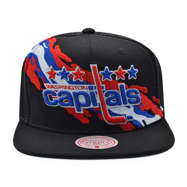 Washington Capitals NHL Mitchell & Ness VINTAGE PAINTBRUSH Snapback Hat - Black/Royal/Red