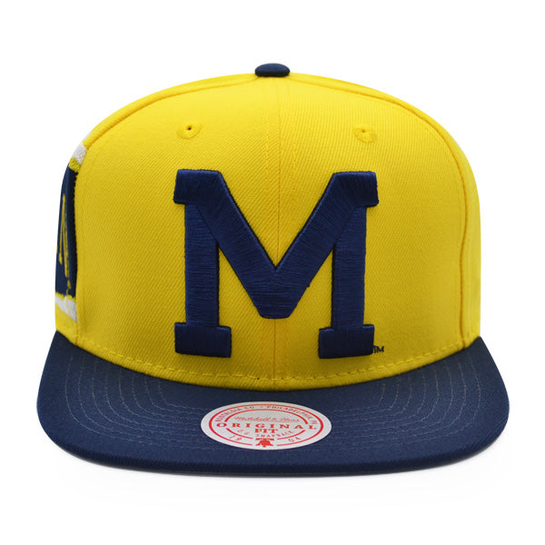 Michigan Wolverines NCAA Mitchell & Ness JUMBOTRON Snapback Hat - Yellow/Navy