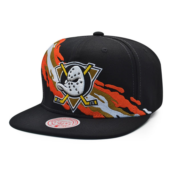 Anaheim Ducks NHL Mitchell & Ness VINTAGE PAINTBRUSH Snapback Hat - Black/Orange
