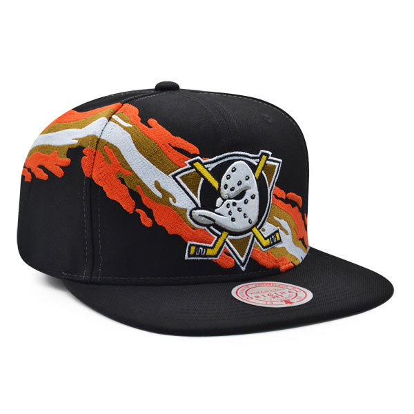 Anaheim Ducks NHL Mitchell & Ness VINTAGE PAINTBRUSH Snapback Hat - Black/Orange