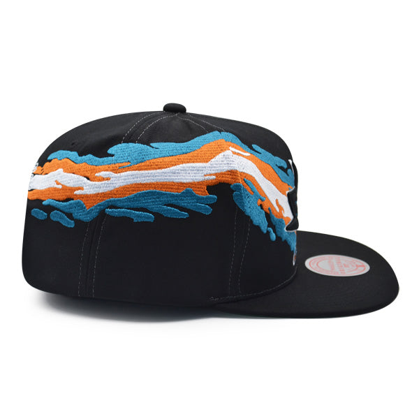 San Jose Sharks NHL Mitchell & Ness VINTAGE PAINTBRUSH Snapback Hat - Black/Teal/Orange