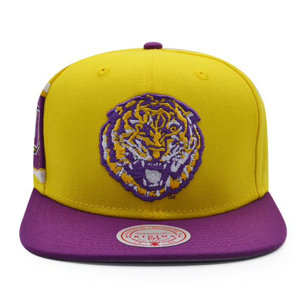 LSU Tigers NCAA Mitchell & Ness JUMBOTRON Snapback Hat - Yellow/Purple