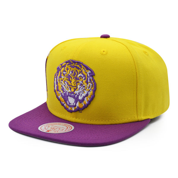 LSU Tigers NCAA Mitchell & Ness JUMBOTRON Snapback Hat - Yellow/Purple