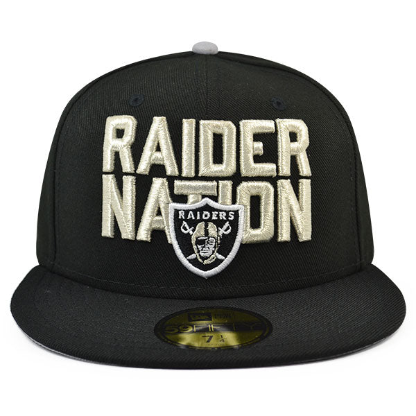 Oakland Raiders RAIDER NATION Fitted 59Fifty New Era NFL Hat - Black/Silver