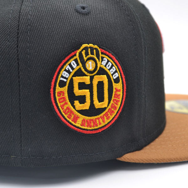 Milwaukee Brewers 50th Anniversary Exclusive New Era 59Fifty Fitted Hat - Black/Bronze