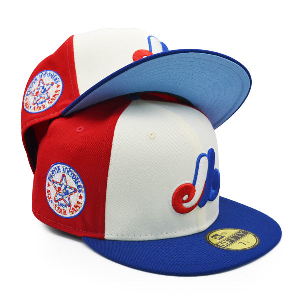 Montreal Expos EXCLUSIVE CRYSTAL 1982 All-Star Game Side Patch New Era 59FIFTY Fitted Hat – Off White/Icy Blue Bottom