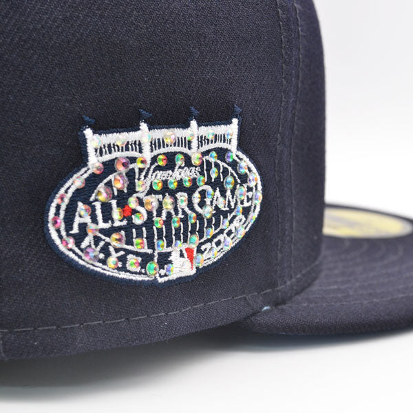 New York Yankees EXCLUSIVE CRYSTAL 2008 All-Star Game Side Patch New Era 59FIFTY Fitted Hat – Navy/Icy Blue Bottom