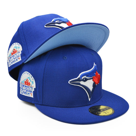 Toronto Blue Jays EXCLUSIVE CRYSTAL 1991 All-Star Game Side Patch New Era 59FIFTY Fitted Hat – Royal /Icy Blue Bottom