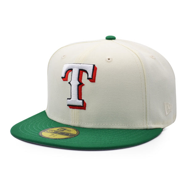 Texas Rangers 40th ANNIVERSARY Exclusive New Era 59Fifty Fitted Hat  - Chrome/Green