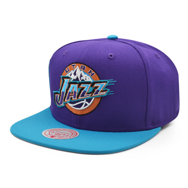 Utah Jazz Mitchell & Ness JUMBOTRON Snapback Hat - Purple/Vice Blue