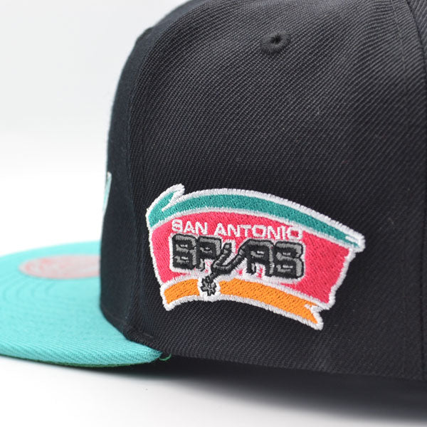 San Antonio Spurs Mitchell & Ness TEAM SCRIPT 2Tone Snapback Hat - Black/Teal