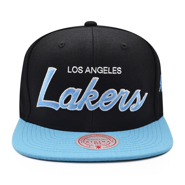 Los Angeles Lakers Mitchell & Ness TEAM SCRIPT 2Tone Snapback Hat - Black/Sky