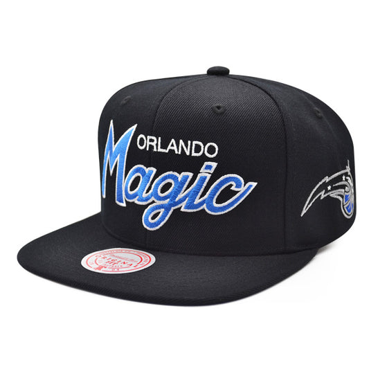 Orlando Magic Mitchell & Ness TEAM SCRIPT Snapback Hat - Black/Royal
