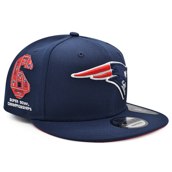New England Patriots New Era 6-TIME CHAMPIONS TEAM TRIBUTE 9Fifty Snapback NFL Hat - Navy