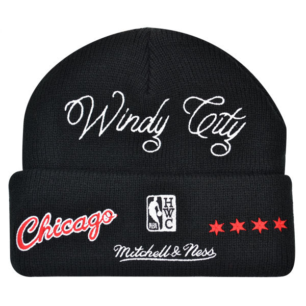 Chicago Bulls Mitchell & Ness HYPERLOCAL Cuffed Knit NBA Hat - Black/Red