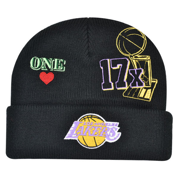 Los Angeles Lakers Mitchell & Ness HYPERLOCAL Cuffed Knit NBA Hat - Black