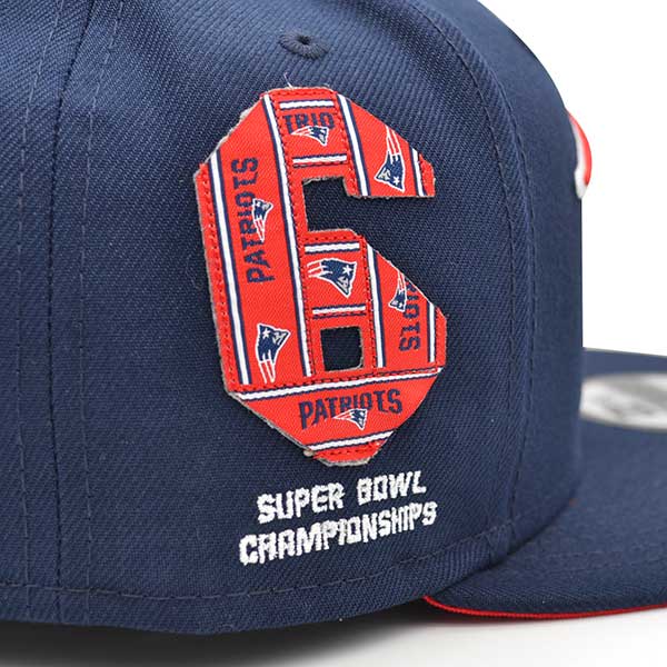 New England Patriots New Era 6-TIME CHAMPIONS TEAM TRIBUTE 9Fifty Snapback NFL Hat - Navy